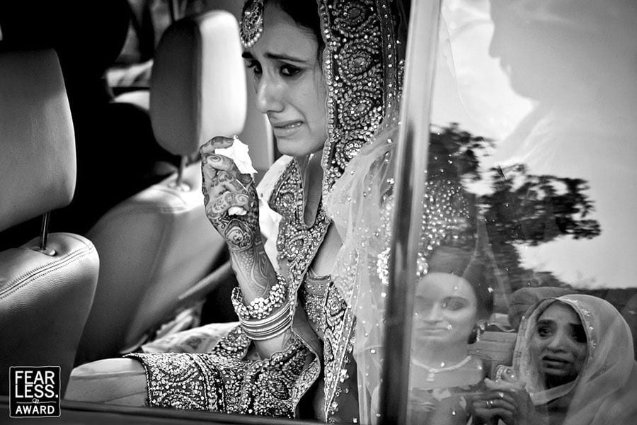 A bride farewell during the Indian wedding